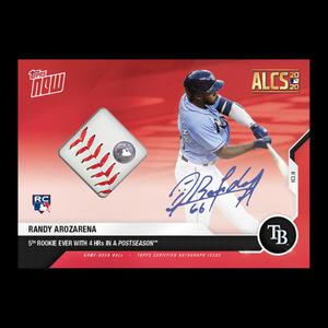 RANDY AROZARENA SIGNED TOPPS NOW ALCS GAME USED BASEBALL RELIC AUTO CARD #399D Outlet Store Cheap Online