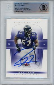 Ray Lewis Autographed 2004 Fleer Genuine #27 Trading Card Beckett Slab 43367 Best Place Online