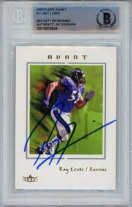 Ray Lewis Autographed 2003 Fleer Avant #11 Trading Card Beckett Slab 43369 Shop Offer Cheap Pice