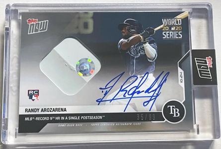 RANDY AROZARENA AUTO "RECORD 9th HR" TOPPS NOW WORLD SERIES USED BASE CARD #462A Free Shipping Cost