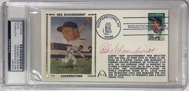 Red Schoendienst signed Cardinals Cooperstown 1989 FDC Gateway Silk Cachet- PSA Visa Payment For Sale