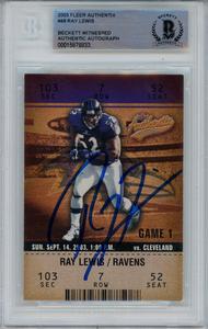 Ray Lewis Signed 2003 Fleer Authentix #49 Trading Card Beckett Slab 43363 Amazon Footaction