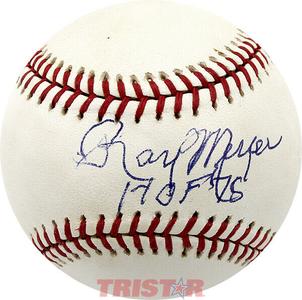 RAY MEYER AUTOGRAPHED ML BASEBALL INSCRIBED HOF 79 TRISTAR - DEPAUL BLUE DEMONS For Nice Cheap Online