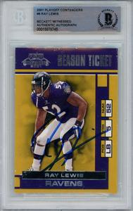 Ray Lewis Signed 2001 Playoff Contenders #8 Trading Card Beckett Slab 43375 Buy Cheap Sast