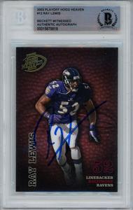 Ray Lewis Signed 2003 Playoff Hogg Heaven #12 Trading Card Beckett Slab 43357 Cheap Best