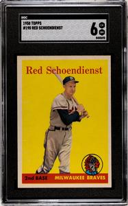 Red Schoendienst 1958 Topps Baseball Card #190- SGC Graded 6 EX-NM For Sale Official Site