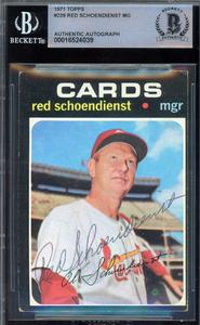 Red Schoendienst Beckett BAS Signed 1971 Topps Autograph Free Shipping Order