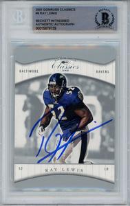 Ray Lewis Autographed 2001 Donruss Classics #9 Trading Card Beckett Slab 43383 Hot Sale