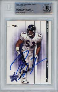 Ray Lewis Signed 2003 Leaf Rookies & Stars #7 Trading Card Beckett Slab 43353 Footlocker For Sale