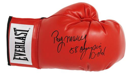 RAY MERCER Signed Everlast Red Boxing Glove w/88 Olympic Gold - SCHWARTZ Discount Low Shipping Fee