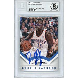 Reggie Jackson Signed OKC Thunder 2013-14 Panini Prestige Basketball Card Beckett Slab Cheap Shop