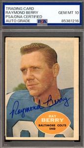 Raymond Berry Gem Mint 10 PSA DNA Signed 1960 Topps Autograph Discount Latest