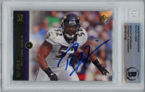 Ray Lewis Signed 2008 SP Rookie Edition #13 Trading Card Beckett Slab 43358 Free Shipping Outlet Store
