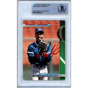 Shawon Dunston Chicago Cubs Signed 1993 Topps Stadium Club Card Beckett Auth Auto Slab Free Shipping Pay With Visa