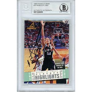 Rebecca Lobo Signed New York Liberty 1998 Pinnacle WNBA Basketball Card Beckett Slab Free Shipping Exclusive