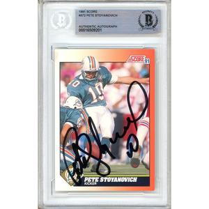 Pete Stoyanovich Miami Dolphins Signed 1991 Score Card Beckett Authentic Auto Slab Marketable Sale Online