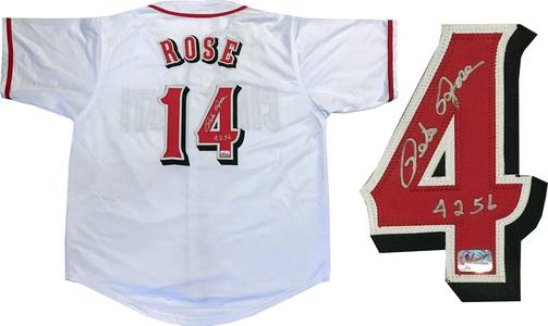 Pete Rose "4256" Autographed Cincinnati Reds Jersey (FIterman) 100% Authentic For Sale
