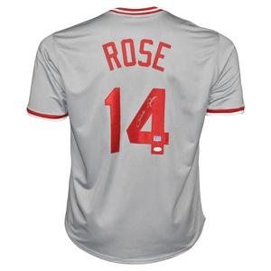 Pete Rose Signed Cincinnati Pro Style Grey Baseball Jersey (Fiterman and JSA) Cheap In China