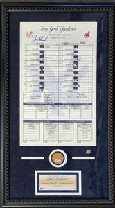 Joe Girardi Signed 2009 Yankees Opening Day Replica Line Up Card Framed (MLB/Ste Outlet Cheap Authentic