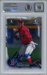 Yoan Moncada Autographed 2016 Bowman Chrome Prospects Beckett 10 Slab 41095 Online