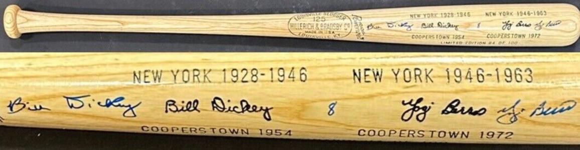 Yogi Berra Bill Dickey #8 Signed LS H B Cooperstown /100 Bat NY Yankees Auto COA Free Shipping Low Shipping