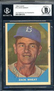 Zack Wheat BAS Beckett Coa Signed 1960 Fleer Autograph Discount Inexpensive