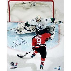 ZACH PARISE SIGNED NEW JERSEY DEVILS OVERHEAD SHOT vs VANCOUVER CANUCKS 16x20 Sale Hot Sale