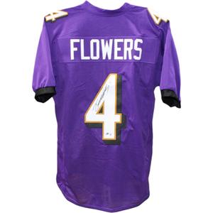 Zay Flowers Autographed/Signed Pro Style Purple XL Jersey Beckett 47989 Official Site Sale Online