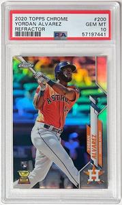 Yordan Alvarez 2020 Topps Chrome Refractor Rookie Card #200-PSA Graded 10 Gem MT Official For Sale
