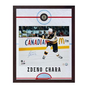 Zdeno Chara Autographed Boston Bruins Graphic Rink 26x32 Frame New For Sale