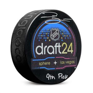 Zayne Parekh Signed 2024 NHL Entry Draft Puck with 9th Pick Note Cheap Sale Footlocker Pictures