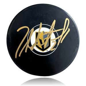 Zach Whitecloud Autographed Vegas Golden Knights Logo Puck COA Inscriptagraphs Free Shipping Comfortable