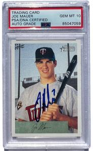 JOE MAUER SIGNED 2002 BOWMAN HERITAGE ROOKIE CARD #238 TWINS AUTO 10 PSA/DNA Discounts