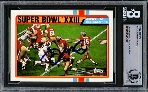Joe Montana Autographed 1989 Topps Card #1 San Francisco 49ers Beckett #16545665 Cheap Pice Free Shipping