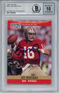 Joe Montana Autographed 1990 Pro Set #293 Trading Card BAS 10 Slab 34644 Cheap