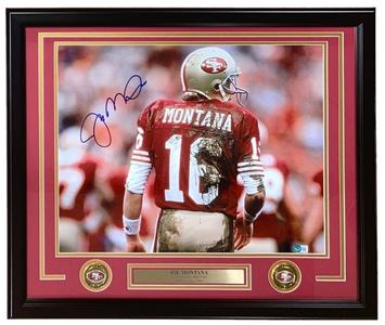Joe Montana Signed Framed 16x20 San Francisco 49ers Back Photo BAS Cheap Wide Range Of