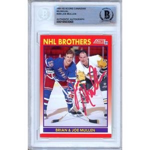 Joe Mullen Pittsburgh Penguins Signed 1991-92 Score Hockey Card BAS Auth Auto Slab 100% Original Cheap Pice