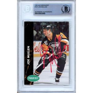 Joe Mullen Pittsburgh Penguins Signed 1991-92 Parkhurst Hockey Card BAS Auth Auto Slab Pictures Cheap Pice