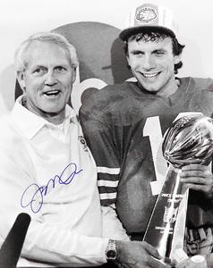 JOE MONTANA AUTOGRAPHED 16X20 PHOTO 49ERS WITH SUPER BOWL TROPHY JSA 216966 With Credit Card Cheap Online