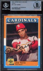 Joe Torre Beckett BAS Signed 2001 Upper Deck Decades 1970's Autograph Discount Cheap Online