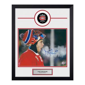 Jose Theodore Signed Montreal Canadiens Heritage Classic Puck Logo 19x23 Frame Free Shipping Get Authentic