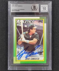 Jose Canseco signed 1990 Topps #250 card autograph 595  Beckett BAS 10 auto Discount Choice