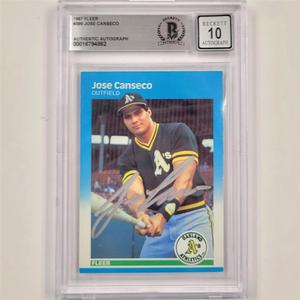 Jose Canseco signed 1987 Fleer #389 card autograph 862  Beckett BAS 10 auto Outlet Where Can You Find