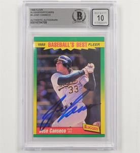 Jose Canseco signed 1988 Fleer Sluggers #6 card 709  Beckett BAS 10 auto Sast Online