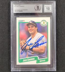 Jose Canseco signed 1990 Fleer #3 card autograph 639  Beckett BAS 10 auto Perfect Cheap Pice
