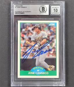 Jose Canseco signed 1989 Score #1 card autograph Oakland A' Beckett BAS 10 auto Finishline Online
