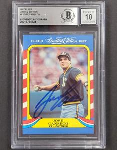 Jose Canseco signed 1987 Fleer Limited #6 card autograph  Beckett BAS 10 auto Outlet Low Pice