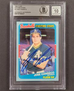 Jose Canseco signed 1989 Fleer Exciting Stars #3 card  Beckett BAS 10 auto Finishline Online