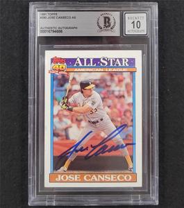 Jose Canseco signed 1991 Topps AS All-Star #390 card autograph  BAS 10 auto Outlet Visit