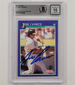 Jose Canseco signed 1991 Score #1 card autograph 598 Oakland A's BGS BAS 10 auto Tumblr Cheap Pice